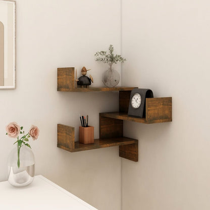Hoekwandschap 40X40X50 Cm Bewerkt Hout Gerookt Eikenkleurig