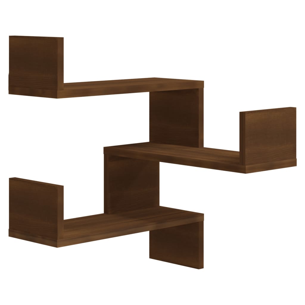Hoekwandschap 40X40X50 Cm Bewerkt Hout Bruineikenkleurig