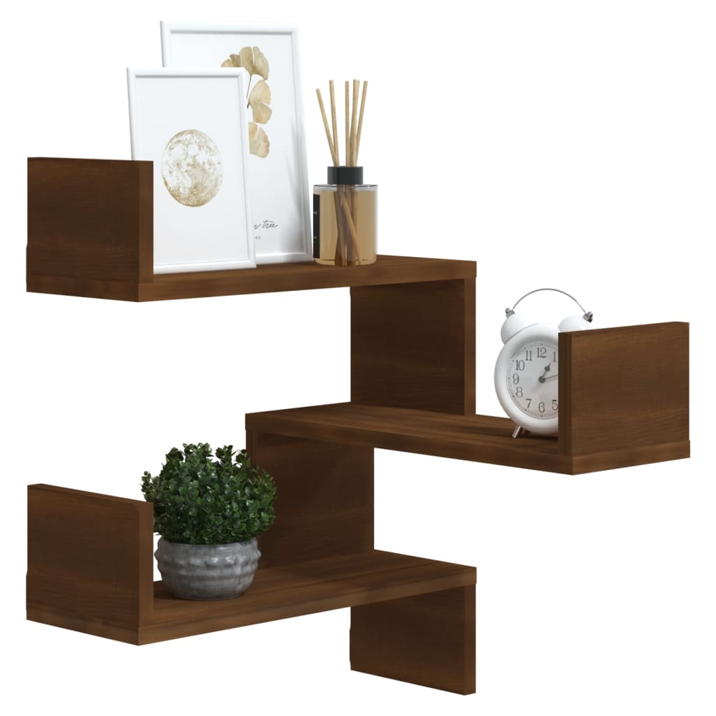 Hoekwandschap 40X40X50 Cm Bewerkt Hout Bruineikenkleurig