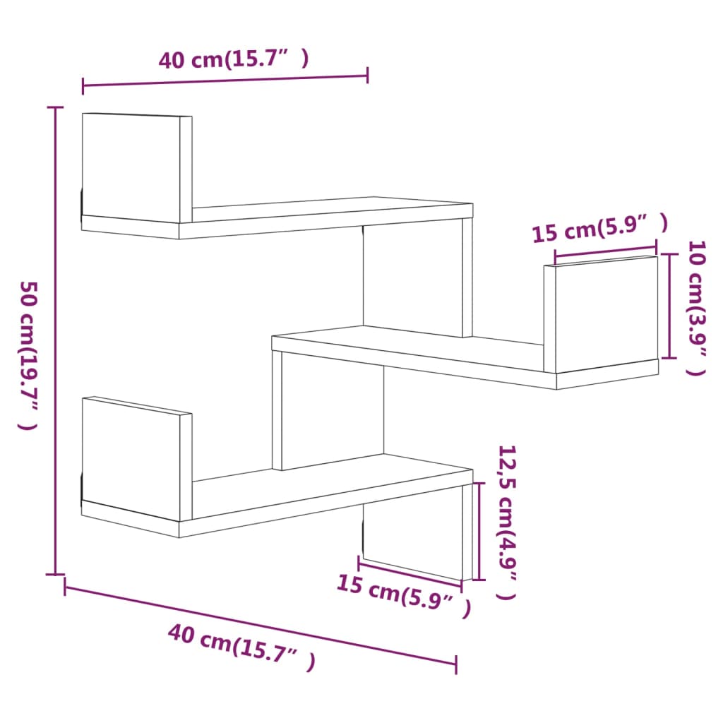 Hoekwandschap 40X40X50 Cm Bewerkt Hout Bruineikenkleurig