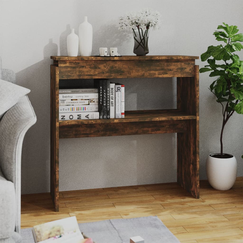 Wandtafel 80X30X80 Cm Bewerkt Hout Gerookt Eikenkleurig