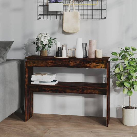 Wandtafel 102X30X80 Cm Bewerkt Hout Gerookt Eikenkleurig