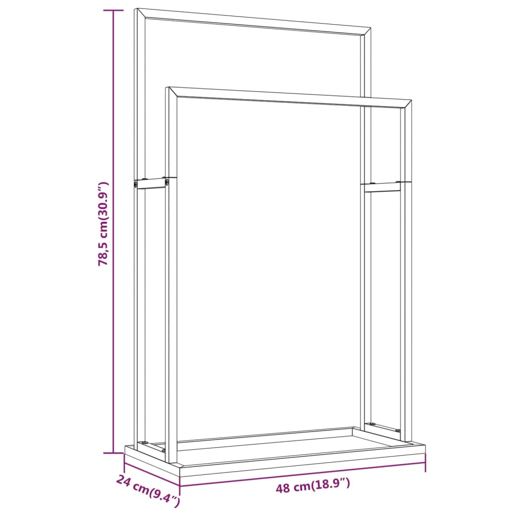 Handdoekenrek Vrijstaand 48X24X78,5 Cm Ijzer Goudkleurig