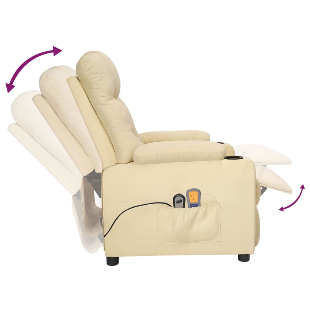 Massagestoel Verstelbaar Elektrisch Stof Crèmekleurig