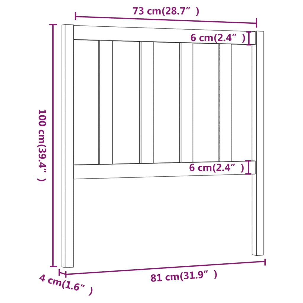 Hoofdbord 81X4X100 Cm Massief Grenenhout Wit