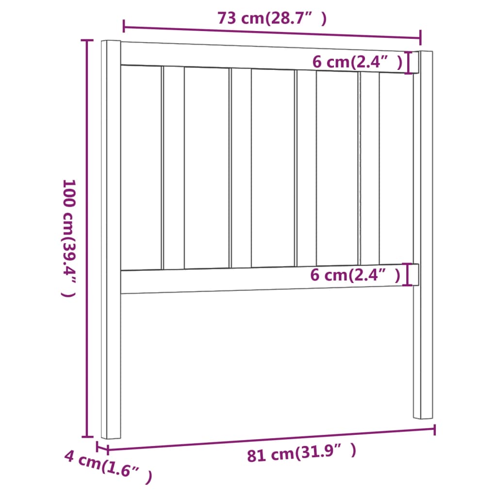 Hoofdbord 81X4X100 Cm Massief Grenenhout Grijs