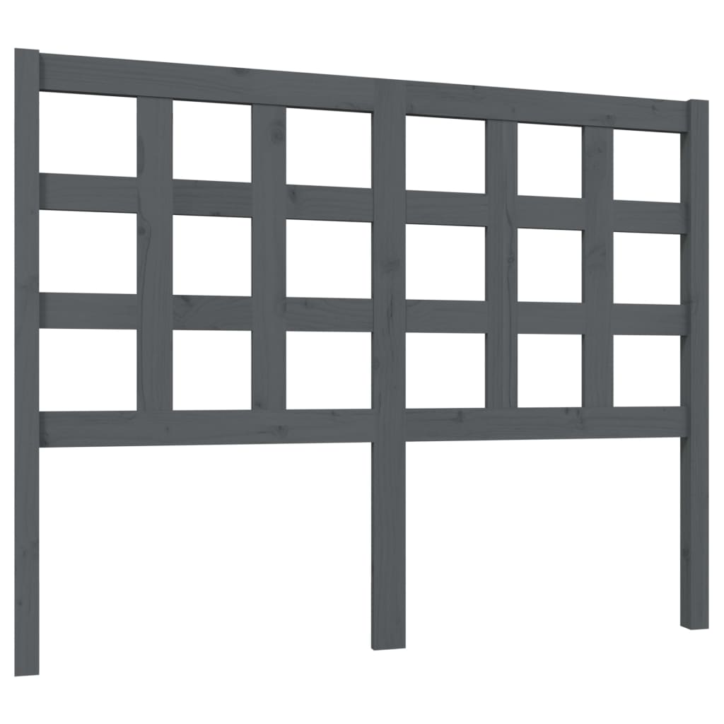 Hoofdbord 125,5X4X100 Cm Massief Grenenhout Grijs