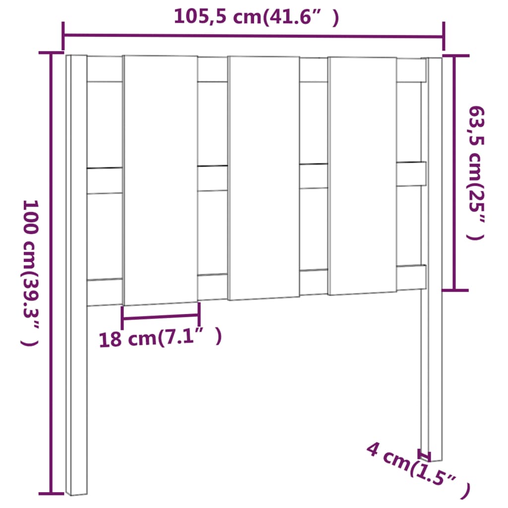 Hoofdbord 105,5X4X100 Cm Massief Grenenhout Honingbruin