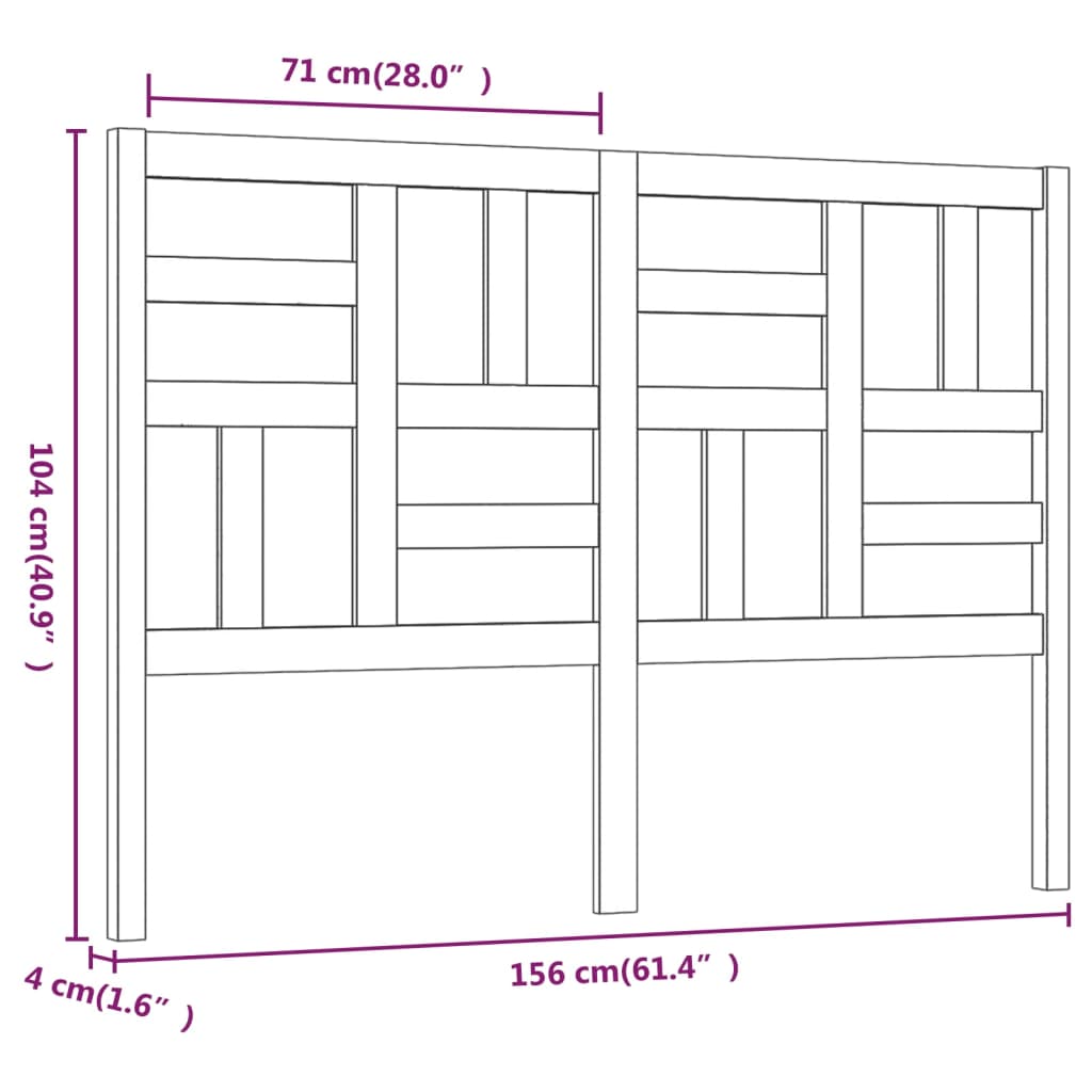 Hoofdbord 156X4X104 Cm Massief Grenenhout Zwart