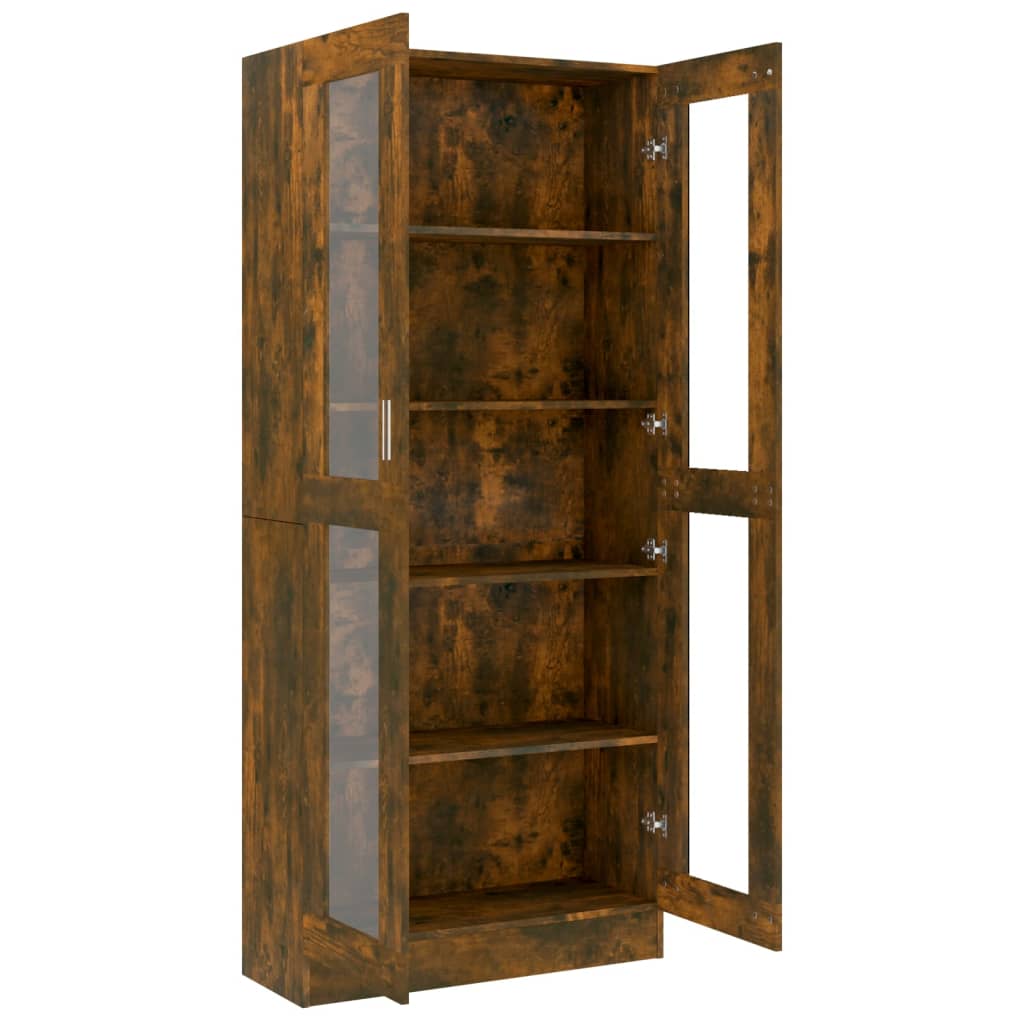 Vitrinekast 82,5X30,5X185,5 Cm Bewerkt Hout Gerookt Eikenkleur