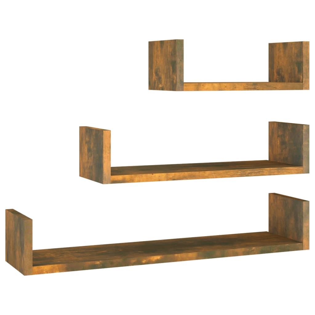Wandschappen 3 St Bewerkt Hout Gerookt Eikenkleurig