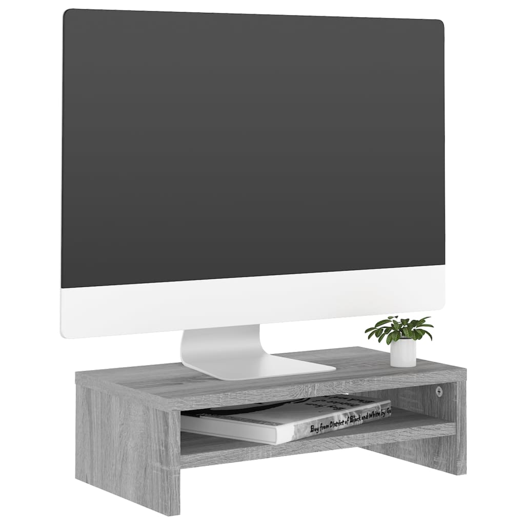 Monitorstandaard 42X24X13 Cm Bewerkt Hout Grijs Sonoma Eiken