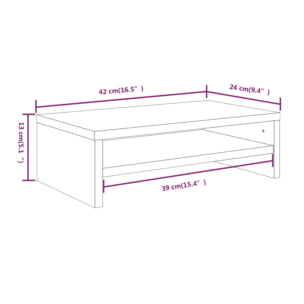 Monitorstandaard 42X24X13 Cm Bewerkt Hout Bruineikenkleurig