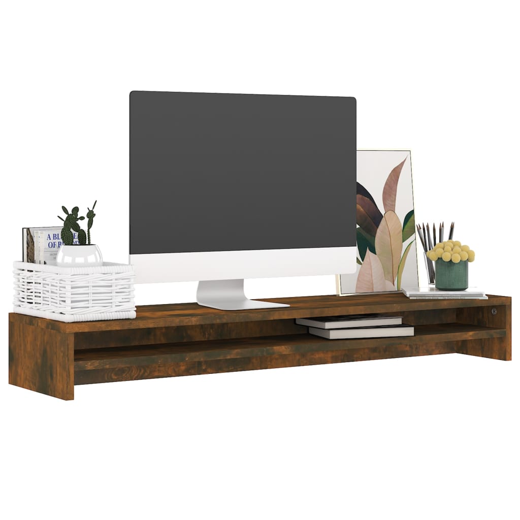 Monitorstandaard 100X24X13 Cm Bewerkt Hout Gerookt Eikenkleurig