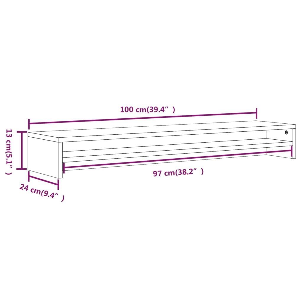 Monitorstandaard 100X24X13 Cm Bewerkt Hout Gerookt Eikenkleurig