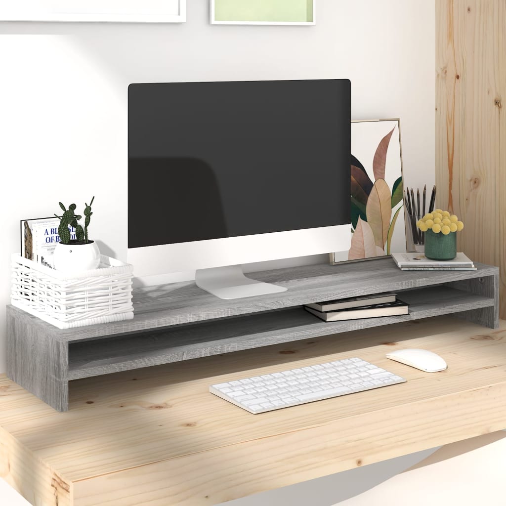 Monitorstandaard 100X24X13 Cm Bewerkt Hout Grijs Sonoma Eiken