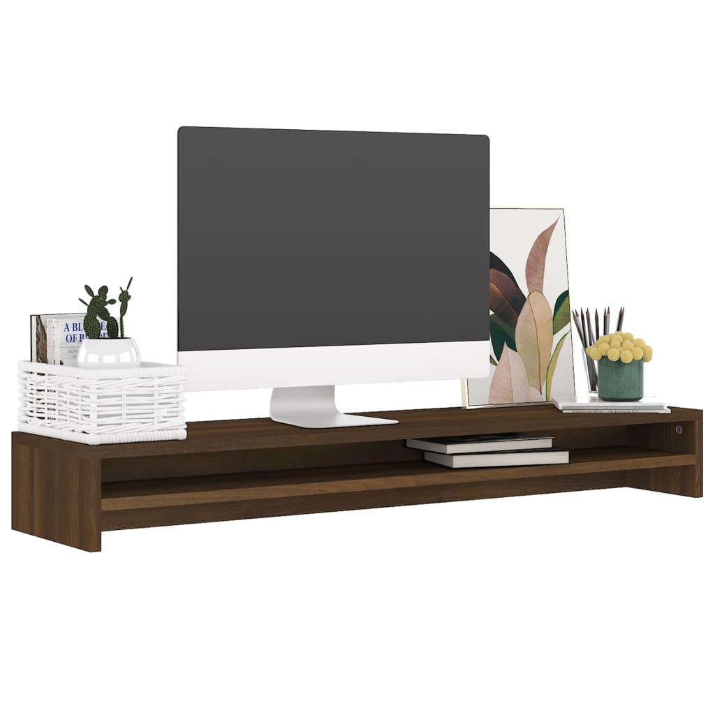 Monitorstandaard 100X24X13 Cm Bewerkt Hout Bruineikenkleurig
