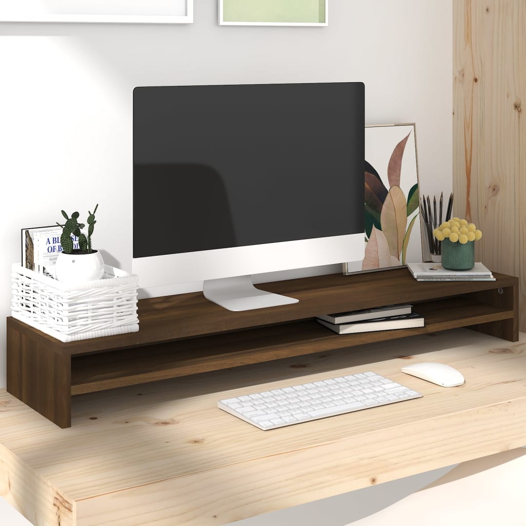Monitorstandaard 100X24X13 Cm Bewerkt Hout Bruineikenkleurig