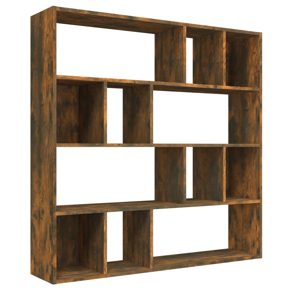Boekenkast 110X24X110 Cm Bewerkt Hout Gerookt Eikenkleurig