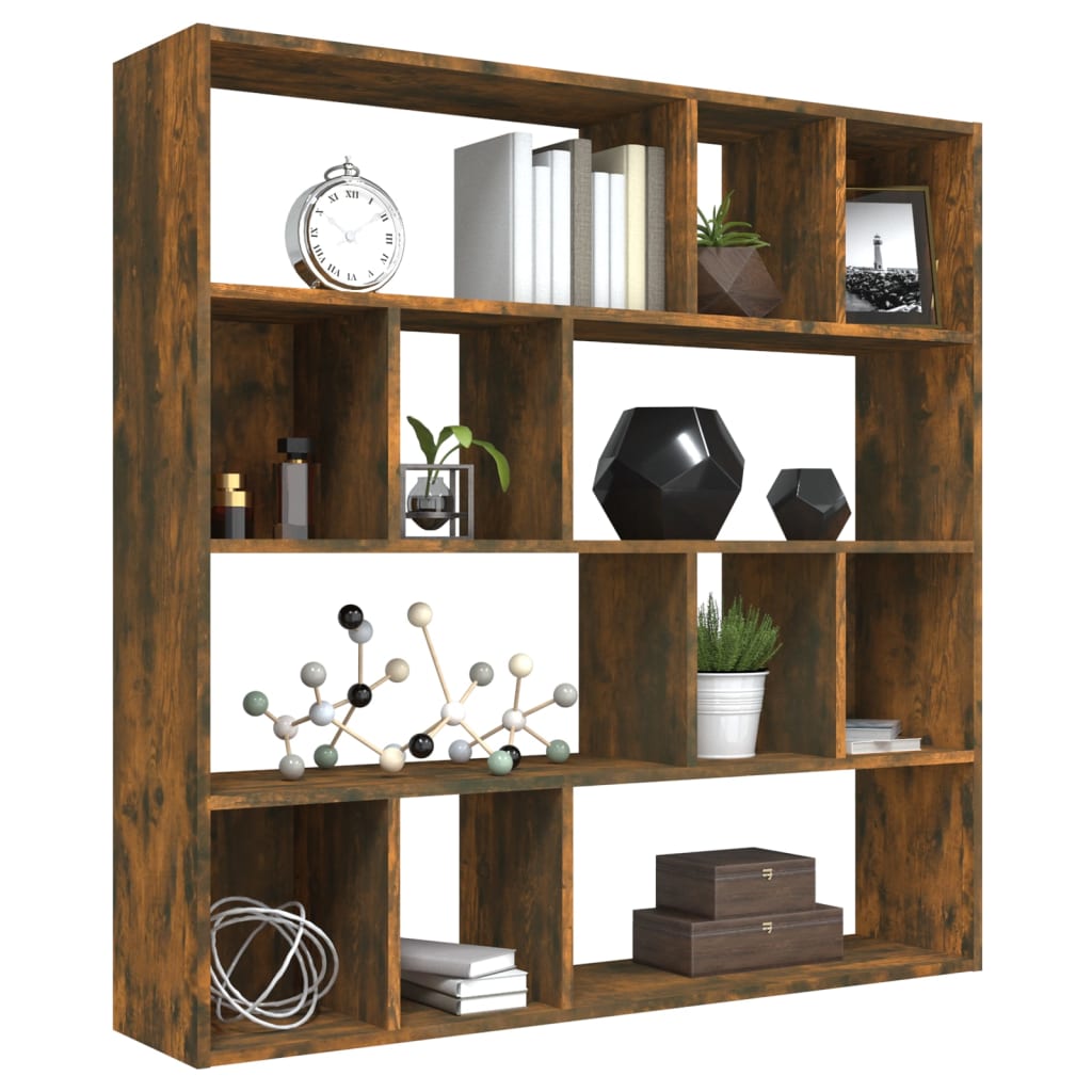 Boekenkast 110X24X110 Cm Bewerkt Hout Gerookt Eikenkleurig