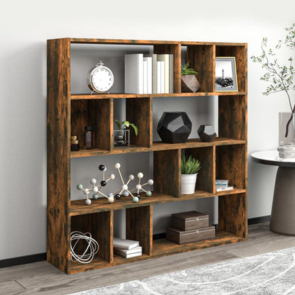 Boekenkast 110X24X110 Cm Bewerkt Hout Gerookt Eikenkleurig