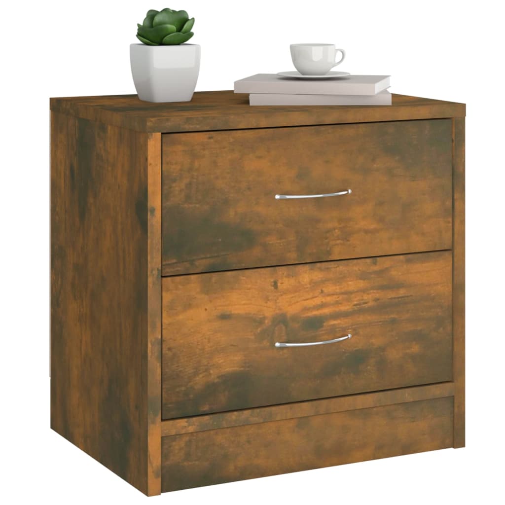 Nachtkastje 40X30X40 Cm Bewerkt Hout Gerookt Eikenkleurig