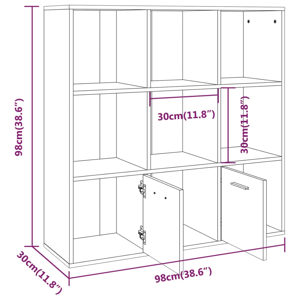 Boekenkast 98X30X98 Cm Gerookt Eikenkleurig