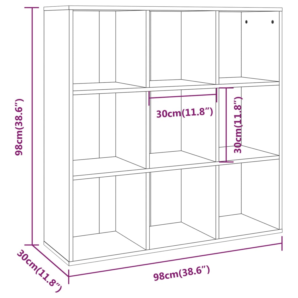 Boekenkast 98X30X98 Cm Gerookt Eikenkleurig