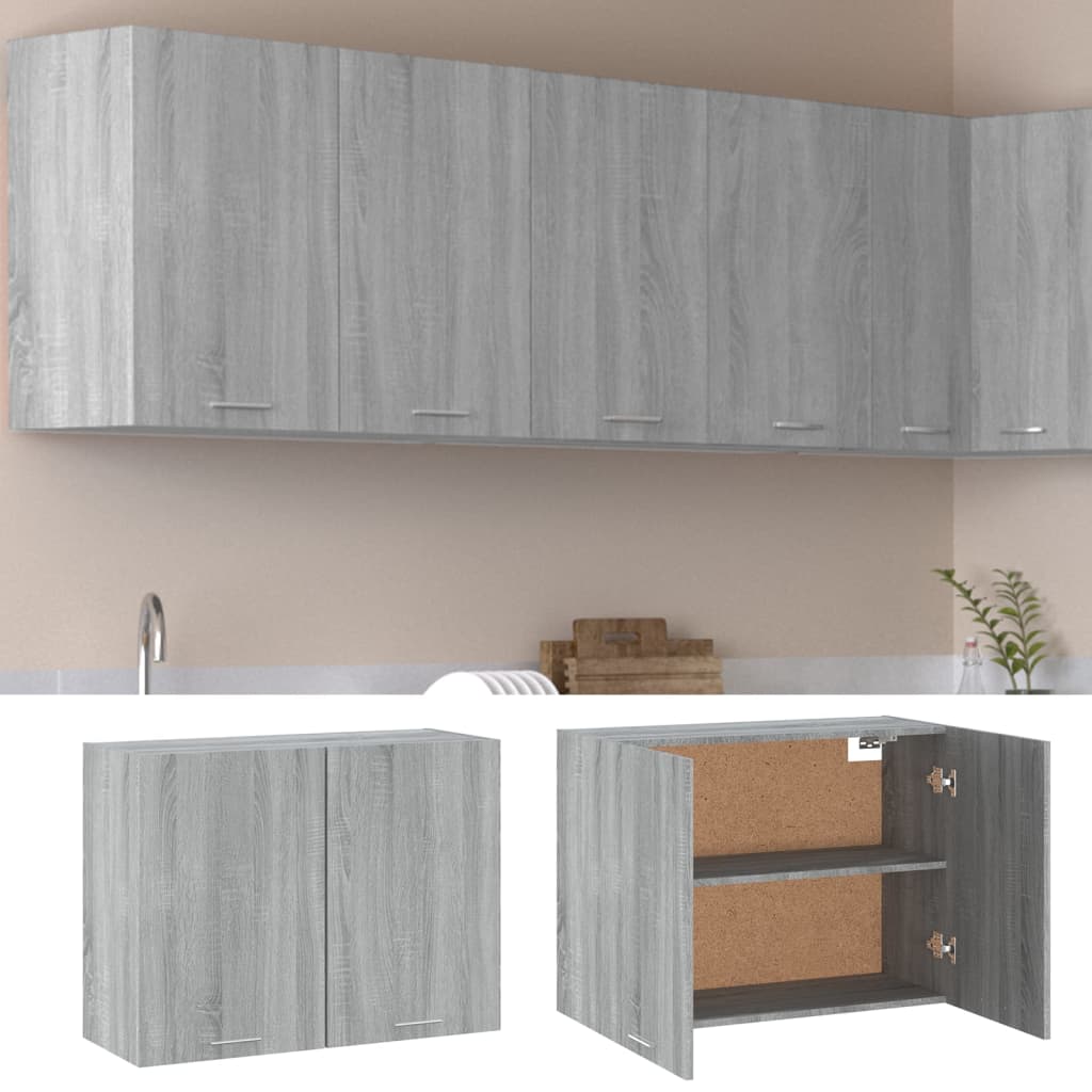 Wandkast Hangend 80X31X60 Cm Bewerkt Hout Grijs Sonoma Eiken