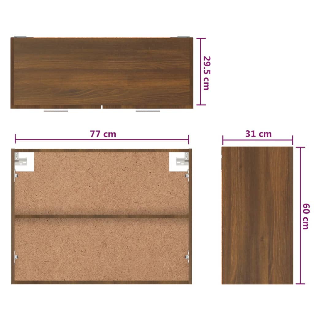 Wandkast Hangend 80X31X60 Cm Bewerkt Hout Bruineikenkleurig