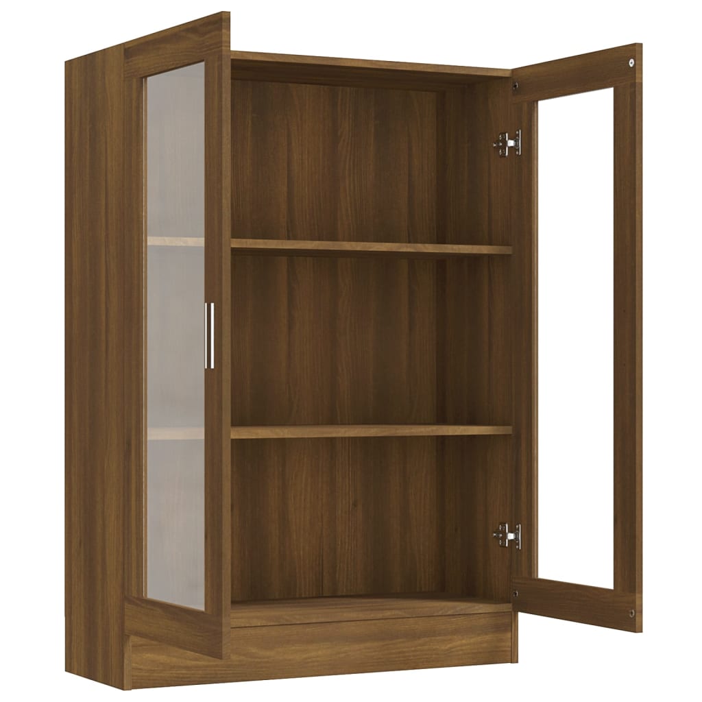 Vitrinekast 82,5X30,5X115 Cm Bewerkt Hout Bruineikenkleurig
