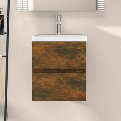 Wastafelkast 41X38,5X45 Cm Bewerkt Hout Gerookt Eikenkleurig