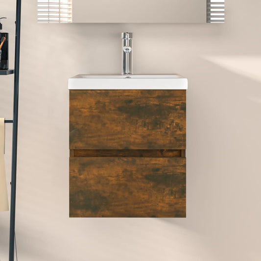 Wastafelkast 41X38,5X45 Cm Bewerkt Hout Gerookt Eikenkleurig
