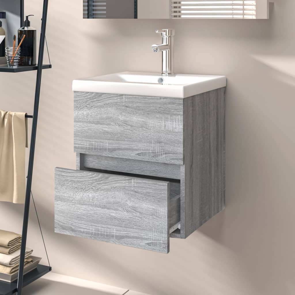 Wastafelkast 41X38,5X45 Cm Bewerkt Hout Grijs Sonoma Eikenkleur