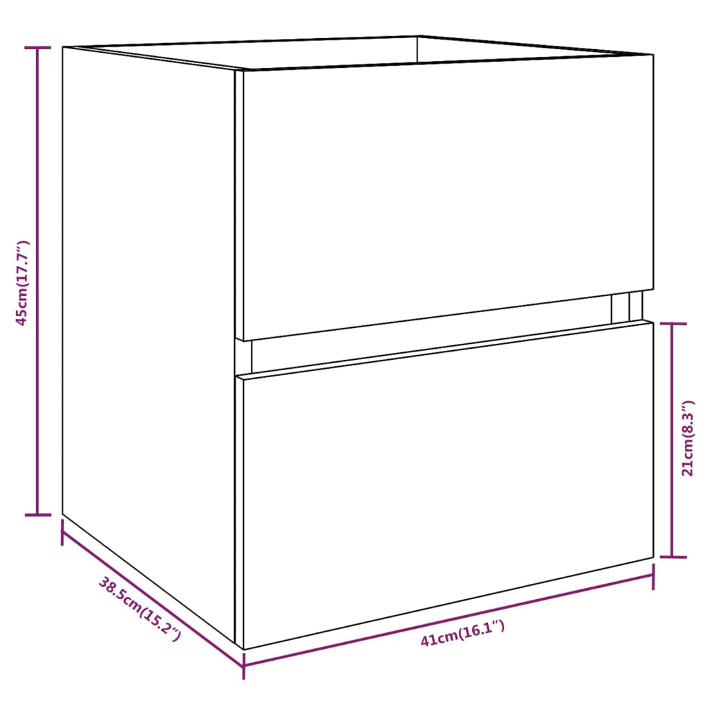Wastafelkast 41X38,5X45 Cm Bewerkt Hout Grijs Sonoma Eikenkleur