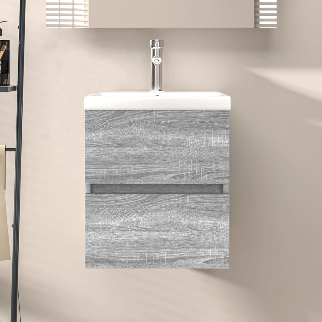 Wastafelkast 41X38,5X45 Cm Bewerkt Hout Grijs Sonoma Eikenkleur