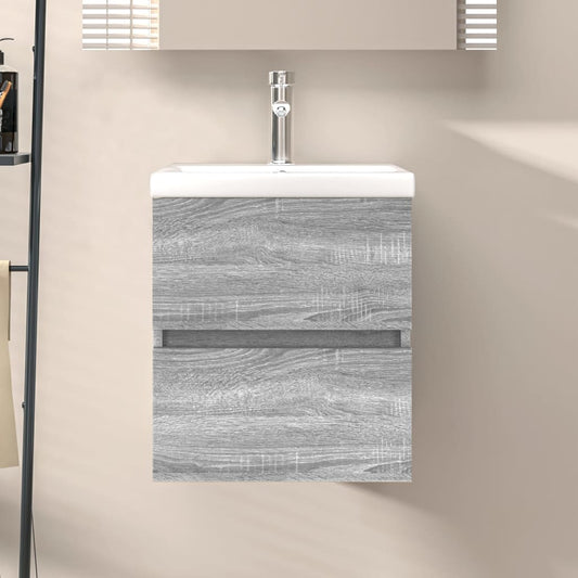 Wastafelkast 41X38,5X45 Cm Bewerkt Hout Grijs Sonoma Eikenkleur