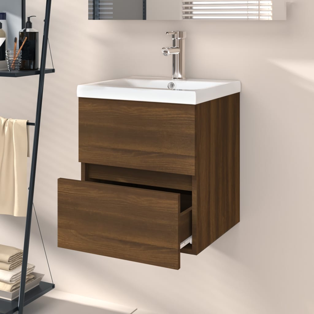 Wastafelkast 41X38,5X45 Cm Bewerkt Hout Bruineikenkleurig