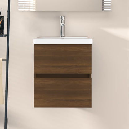 Wastafelkast 41X38,5X45 Cm Bewerkt Hout Bruineikenkleurig