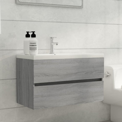 Wastafelkast 80X38,5X45 Cm Bewerkt Hout Grijs Sonoma Eikenkleur