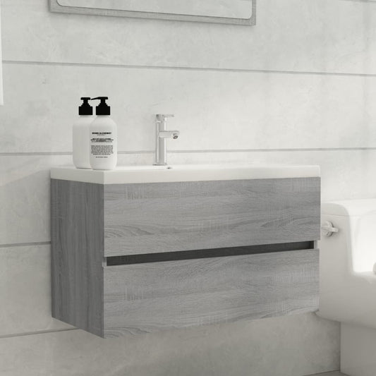 Wastafelkast 80X38,5X45 Cm Bewerkt Hout Grijs Sonoma Eikenkleur