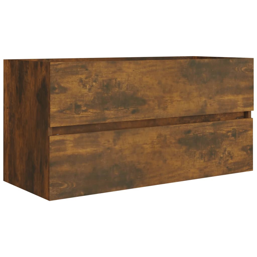 Wastafelkast 90X38,5X45 Cm Bewerkt Hout Gerookt Eikenkleurig