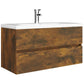 Wastafelkast 90X38,5X45 Cm Bewerkt Hout Gerookt Eikenkleurig
