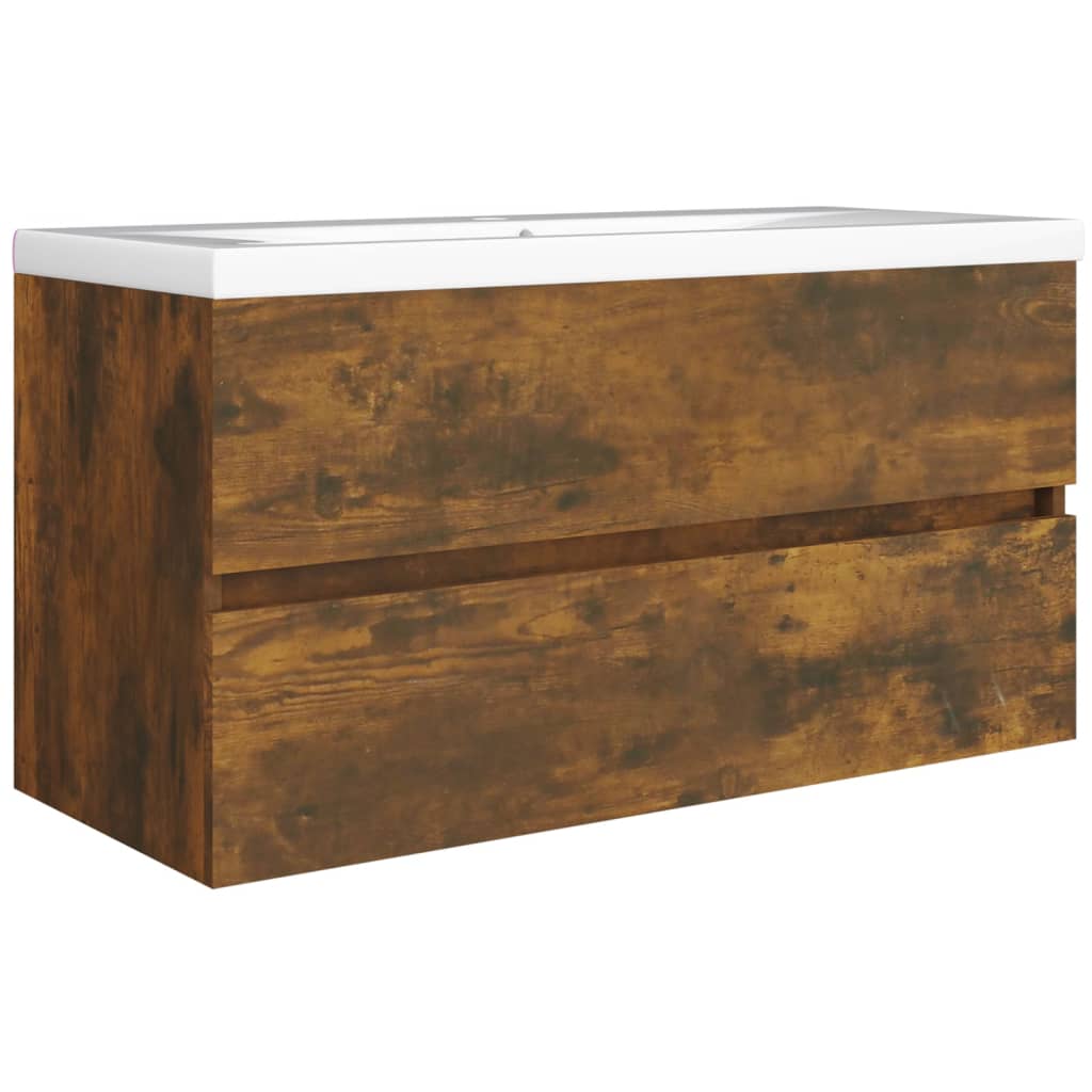 Wastafelkast 90X38,5X45 Cm Bewerkt Hout Gerookt Eikenkleurig