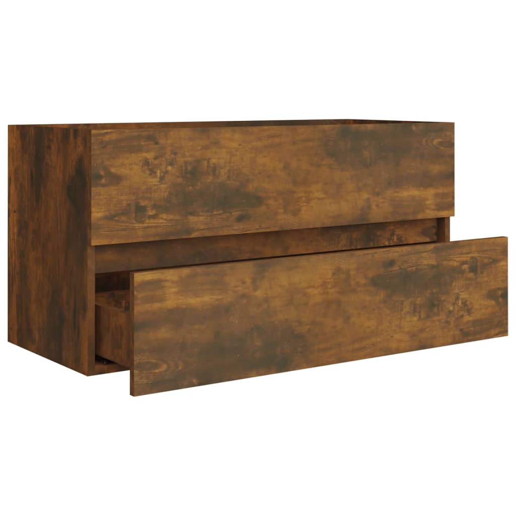 Wastafelkast 90X38,5X45 Cm Bewerkt Hout Gerookt Eikenkleurig