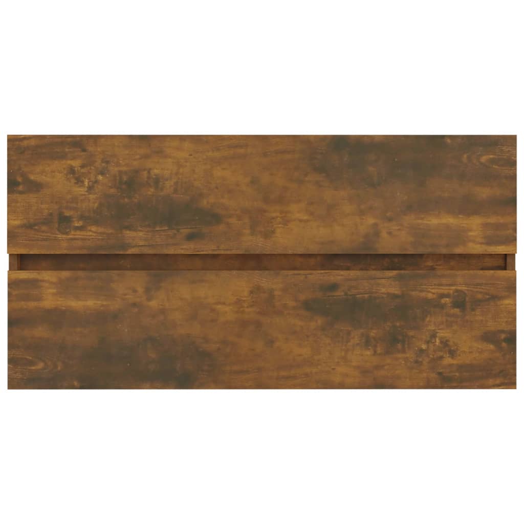 Wastafelkast 90X38,5X45 Cm Bewerkt Hout Gerookt Eikenkleurig