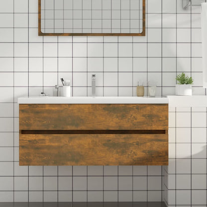 Wastafelkast 100X38,5X45 Cm Bewerkt Hout Gerookt Eikenkleurig
