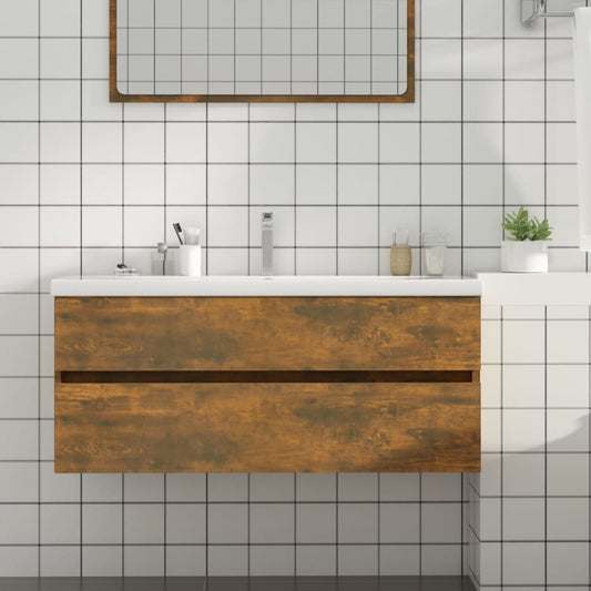 Wastafelkast 100X38,5X45 Cm Bewerkt Hout Gerookt Eikenkleurig