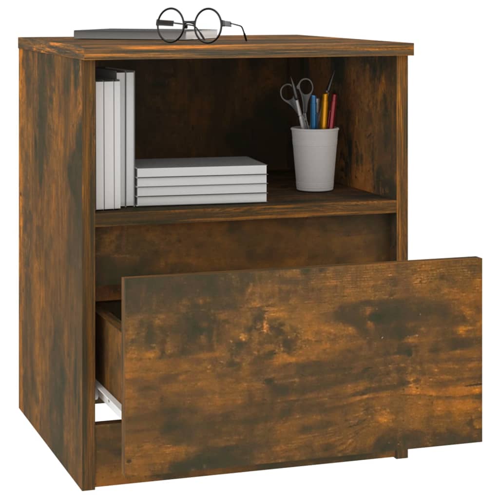 Nachtkastje 40X40X50 Cm Bewerkt Hout Gerookt Eikenkleurig