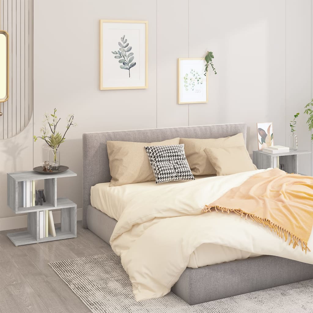 Nachtkastjes 2 St 50X30X51,5 Cm Bewerkt Hout Grijs Sonoma Eiken